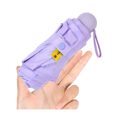 Parasolka Kieszonkowa Składana z Ochroną UV UPF 50+ Etui Fioletowa 90 cm