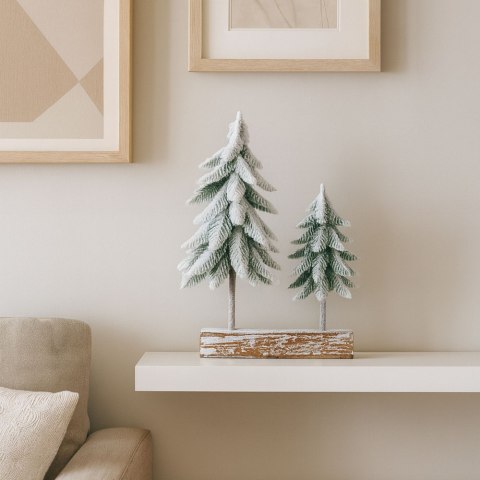 Dekoracja Kompozycja Świąteczna Choinki Na Pniu Pokryte Śniegiem 34 x 28 cm