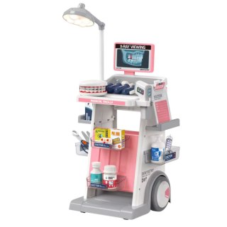 Zestaw Doktor Dentysta Wózek Medyczny Światła Różowy 26 el.