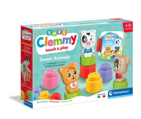 Clemmy Słodkie Zwierzaki Kotek Piesek Krówka Klocki Książeczka Clementoni 17849