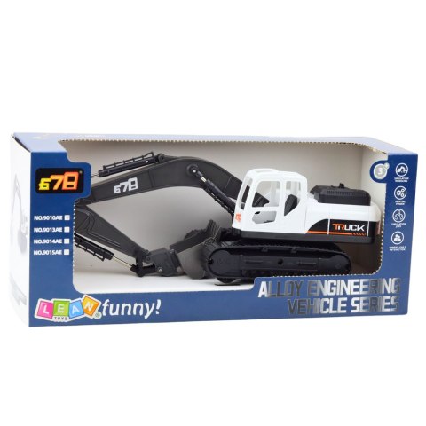 Koparka Gąsienicowa Metalowa Łyżka Ruchome Przeguby Obrót 360° Biała