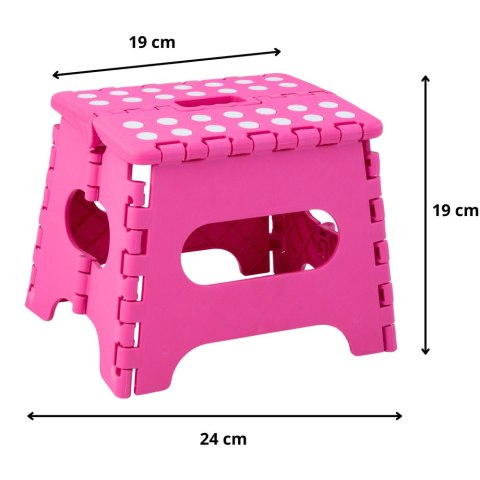 Stołek Składany Podnóżek Stopień Taboret Antypoślizgowy Różowy 24 x 19 cm