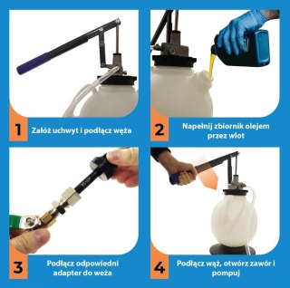 Ręczny napełniacz do oleju 7,5L + adaptery