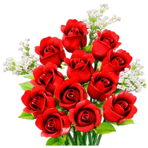 Klocki Konstrukcyjne Bukiet Kwiatów Czerwone Róże Gipsówka 952 el.