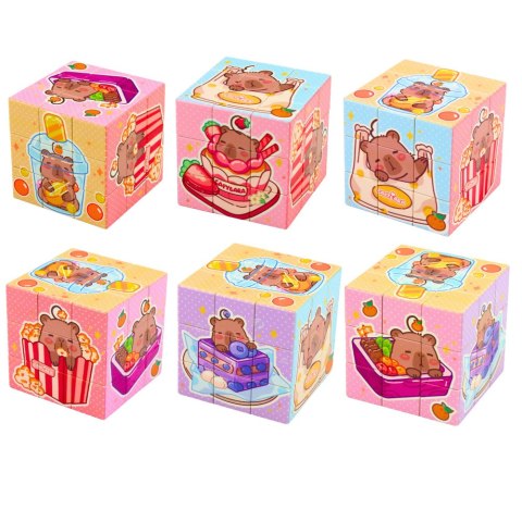 Kostka Układanka Logiczna Kapibara Edukacyjna Kolorowa 6x6 cm