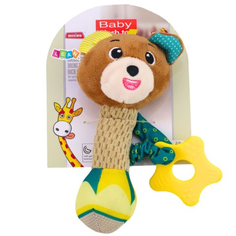 Pluszowa Grzechotka Miś Z Gryzakiem i Piszczałką Dla Niemowląt