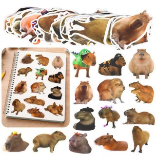 Zestaw Naklejki Kapibara Papierowe Prawdziwe Wizerunki 50 szt.