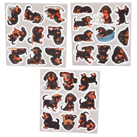 Zestaw Naklejki Z Jamnikami Do Ozdabiania Różne Motywy 54 szt.