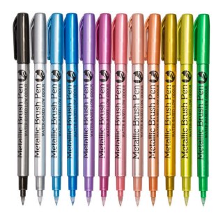 Zestaw Pisaki Metaliczne Nylonowe Ozdobne Kolorowe 12 szt.