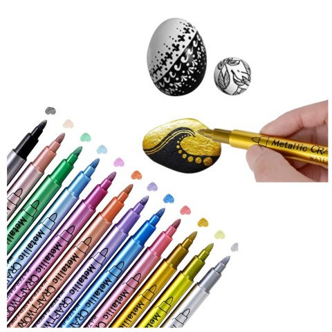 Zestaw Pisaki Metaliczne Nylonowe Ozdobne Kolorowe 12 szt.