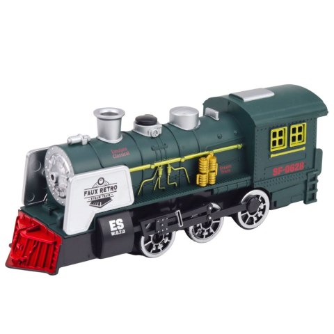 Klasyczna Lokomotywa Czujnik Przeszkód Dym Światła Dźwięki Zielona