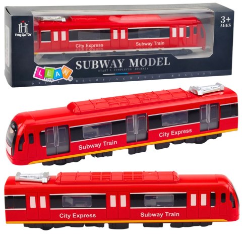 Metro Pociąg City Express Otwierane Drzwi Światła Dźwięki Czerwony