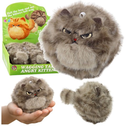 Pluszowy Brązowy Kotek z Kręcącym Ogonkiem Dźwięki Piszczenia Brelok 9 cm