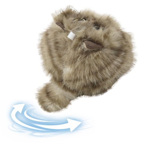 Pluszowy Brązowy Kotek z Kręcącym Ogonkiem Dźwięki Piszczenia Brelok 9 cm