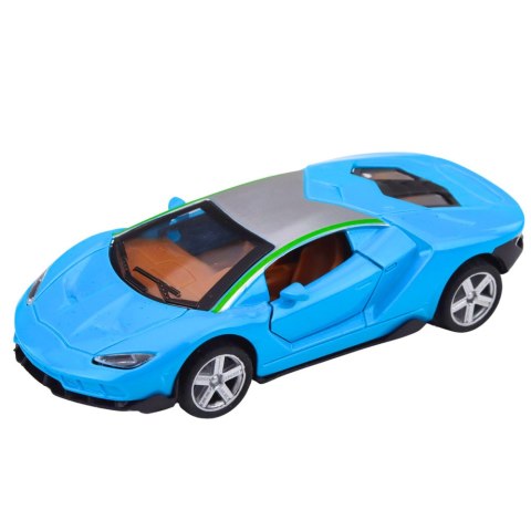 Samochód Sportowy Metalowy Napęd Światła Dźwięki Niebieski 1:32