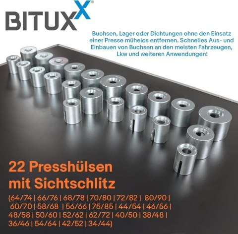 Ściągacze do tulei wahaczy 27 elementów