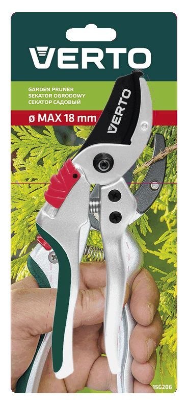 Sekator ogrodowy kowadełowy 195 mm, aluminiowy, średnica cięcia 18 mm