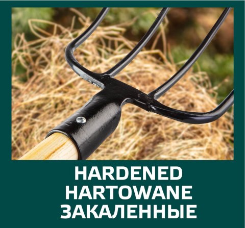 Widły uniwersalne 4 zęby trzonek drewniany, uchwyt z tworzywa