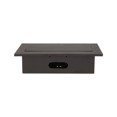 Gniazdo meblowe wpuszczane w blat z grubym rantem, 2x2P+Z, 3 porty USB, czarne