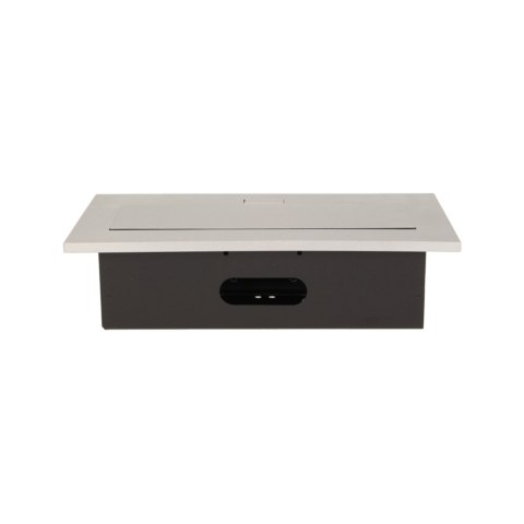 Gniazdo meblowe wpuszczane w blat z grubym rantem, 2x2P+Z, 3 porty USB, srebrne