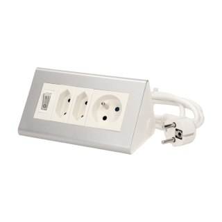 Przedłużacz biurkowy z wyłącznikiem 2x2P/II+1x2P+Z, przewód 1,5 m 3x1mm