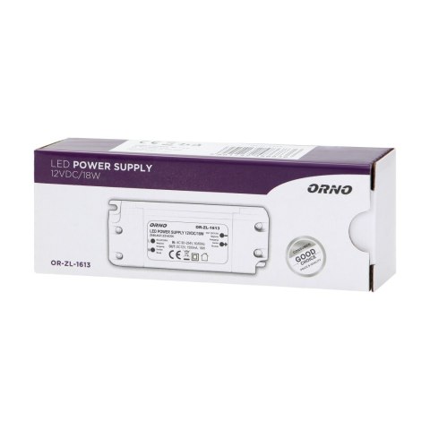Zasilacz do LED 12VDC 18W, IP20