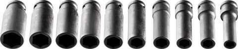 Nasadki udarowe 1/2", 10-24 mm, zestaw 10 szt., CrMo