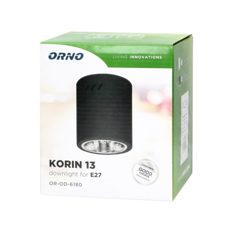 KORIN 13, oprawa typu downlight, 60W, E27, stal, czarna