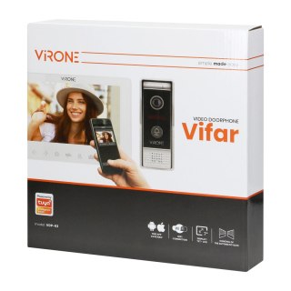 Zestaw wideo domofonowy, bezsłuchawkowy, kolor, LCD 7", menu OSD, WI-FI + APP na telefon, sterowanie bramą, biały, VIFAR