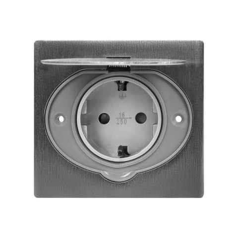 Gniazdo elektryczne, hermetyczne, dopuszkowe, IP44, stal nierdzewna, wersja Schuko