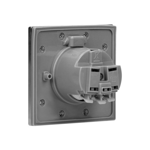 Gniazdo elektryczne, hermetyczne, dopuszkowe, IP44, stal nierdzewna, wersja Schuko