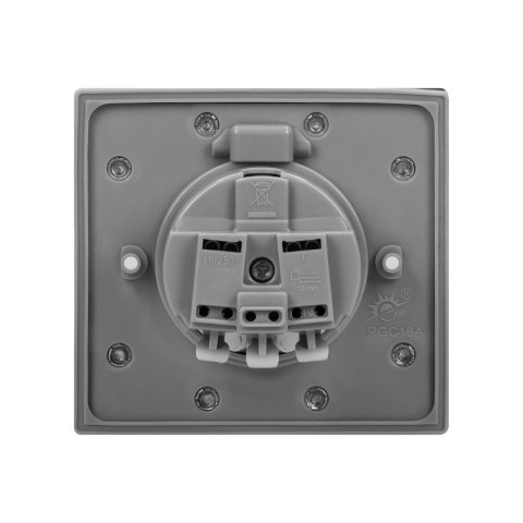Gniazdo elektryczne, hermetyczne, dopuszkowe, IP44, stal nierdzewna, wersja Schuko