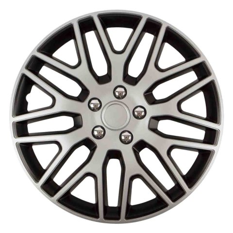 Kołpak samochodowy czarno srebrny ze śrubami chrom dakar nc 16" cali