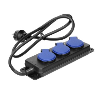 Przedłużacz warsztatowy bryzgoszczelny IP44, 3 gniazda 2P+Z IP44, przewód gumowy, H05RR-F 3x1,5mm?, długość 5m