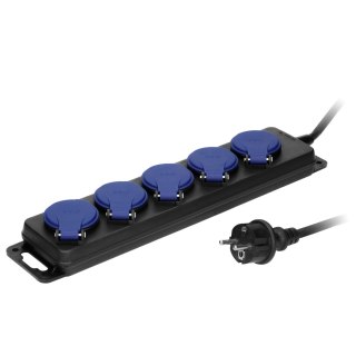 Przedłużacz warsztatowy bryzgoszczelny IP44, 5 gniazd 2P+Z IP44, przewód gumowy, H05RR-F 3x1,5mm?, długość 3m