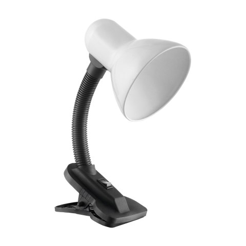 LATSA, lampa biurkowa z klipsem, 40W, E27, stal + tworzywo, biała