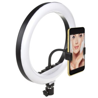 Lampa pierścieniowa LED Maclean,ze statywem, 1,1m, 10", 12W, samowyzw. BT, barwy 3000K-6500K jasności 10-100%, MCE610