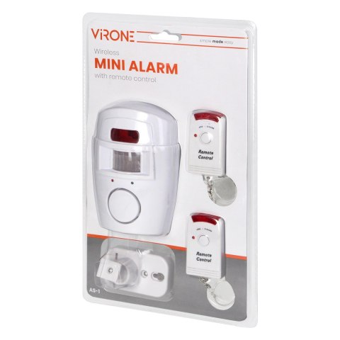 Mini alarm bezprzewodowy z wbudowaną syreną sterowany pilotem, 6m, bateryjny, 2 piloty