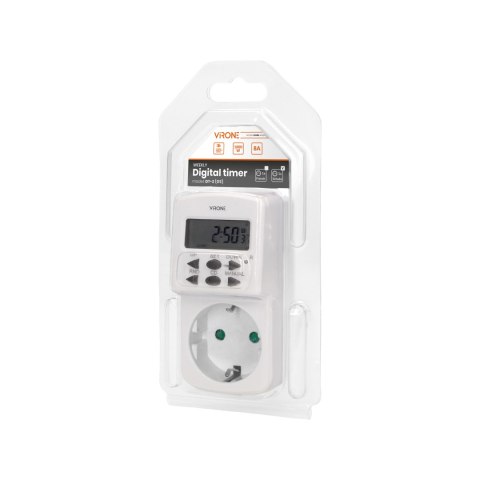 Elektroniczny programator czasowy, MINI, 1800W, 8A, 10 programów, wersja Schuko