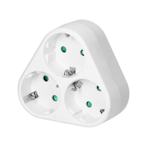 Rozgałęźnik trójkątny 3x2P+Z (Schuko), biały