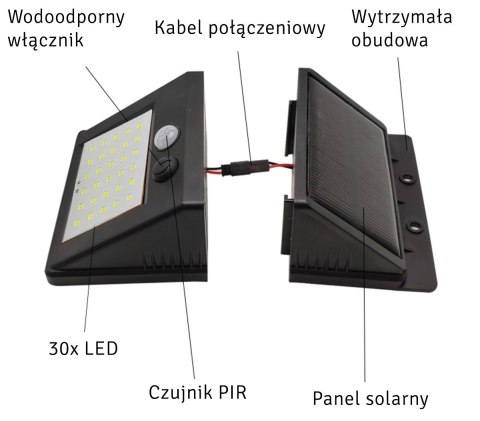 ZD53B Lampa solarna 30led z czujnikiem