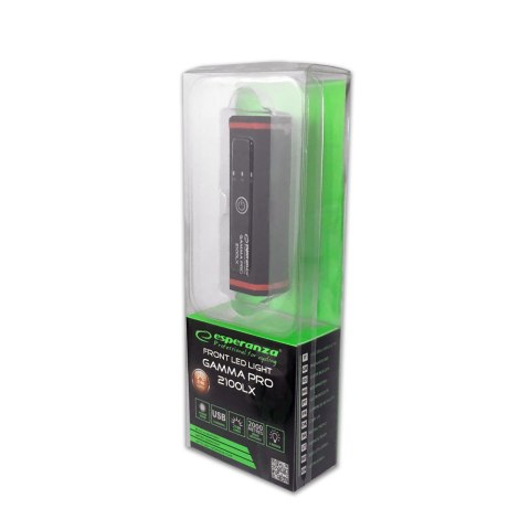 EOT058 Esperanza profesjonalna lampka rowerowa led na przód 2w1 gamma pro 2100 lx