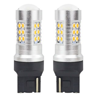 Żarówki led canbus 3030 24smd t20 wy21w pomarańczowa amber 12v 24v amio-02393
