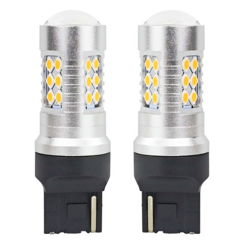 Żarówki led canbus 3030 24smd t20 wy21w pomarańczowa amber 12v 24v amio-02393