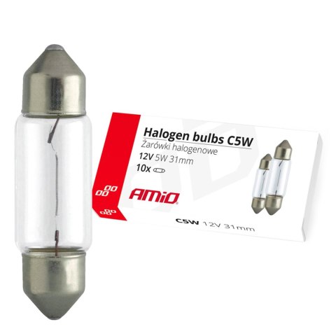 Żarówki halogenowe c5w festoon 31mm 12v 10 szt. amio-02553