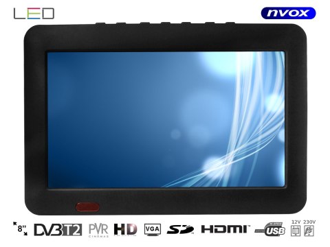 Telewizor przenośny turystyczny samochodowy led 8cali