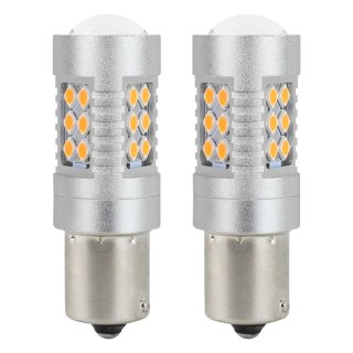 Żarówki led canbus bau15s py21w pomarańczowa amber 12v 24v amio-02580