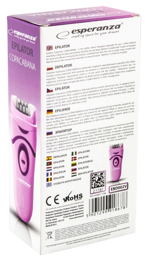 EBD002V Depilator Copacabana fioletowy Esperanza