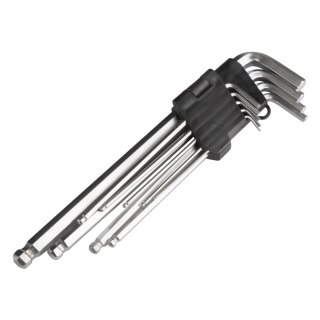 Klucze imbus zestaw kluczy imbusowych długie 230 mm 9 szt. amio-01721