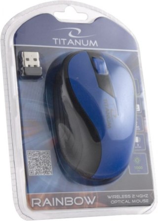 TM114B Mysz bezprzewodowa 2.4GHz 3D optyczna USB Rainbow niebieska